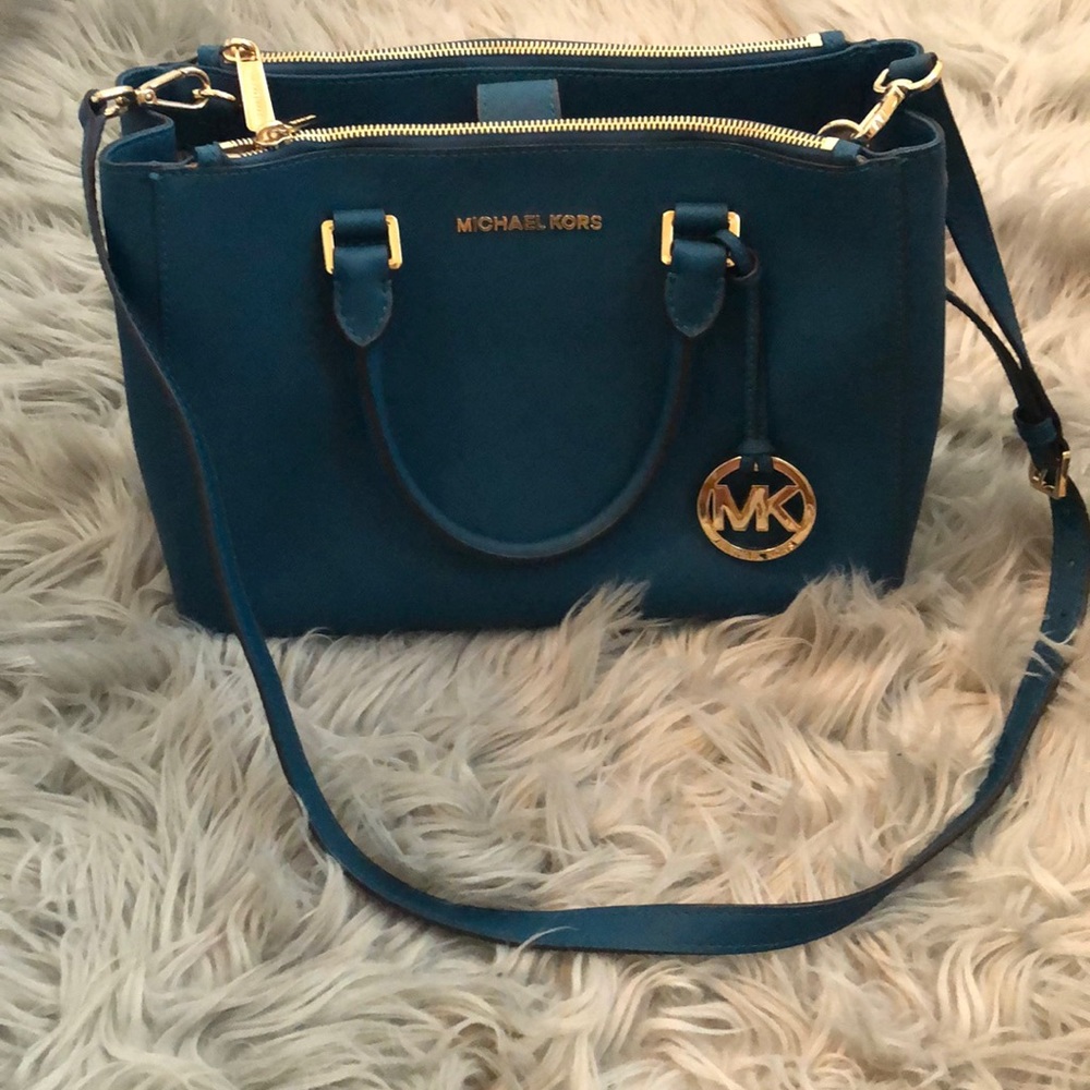 Turquoise  Michael Kors Selma M Satchel Bag